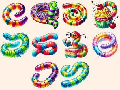 Gummy Worms Clipart candy clipart candy graphics candy printables - WondersArtist