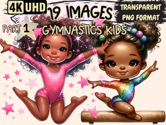 Gymnastics Kids Clipart - High - Quality Instant Digital Download for Creative Projects