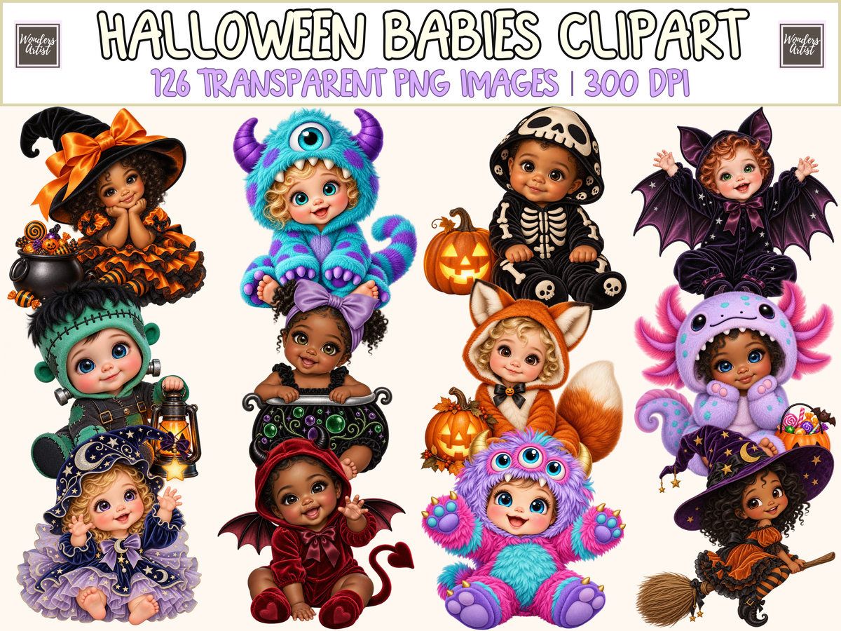Halloween Babies Clipart — bundle preview