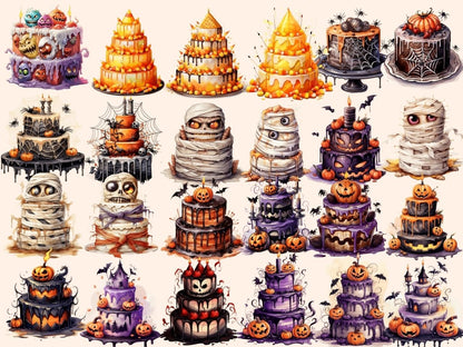 Halloween Cakes Watercolor Clipart bewitching clipart - Wonders Artist