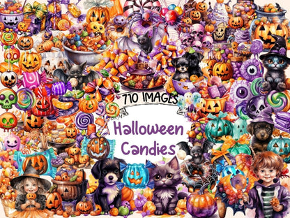 Halloween Candies Watercolor Clipart candy clipart - Wonders Artist