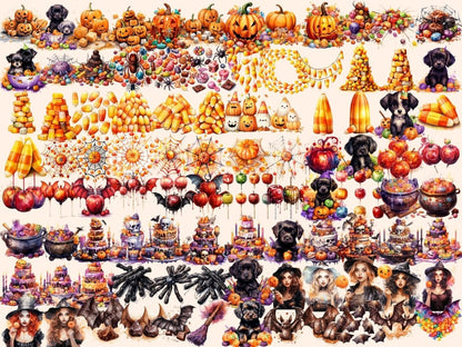 Halloween Candies Watercolor Clipart candy clipart - Wonders Artist