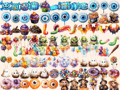 Halloween Candies Watercolor Clipart candy clipart - Wonders Artist