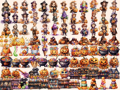 Halloween Candies Watercolor Clipart candy clipart - Wonders Artist