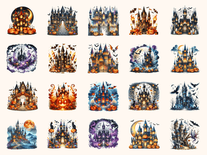 Halloween Castles Clipart All Bundles Clipart Line Art - WondersArtist