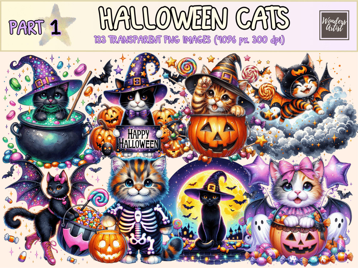 Halloween Cats Clipart autopost Black Cat PNG Cat Costume Clipart - WondersArtist