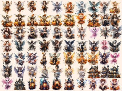 Halloween Fairies Watercolor Clipart bewitching clipart - Wonders Artist