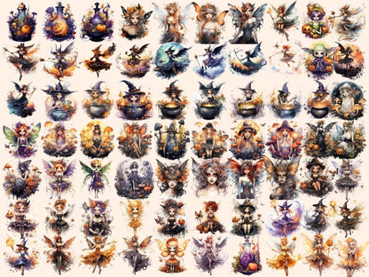 Halloween Fairies Watercolor Clipart bewitching clipart - Wonders Artist