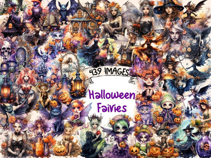 Halloween Fairies Watercolor Clipart bewitching clipart - Wonders Artist