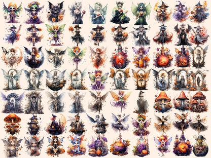 Halloween Fairies Watercolor Clipart bewitching clipart - Wonders Artist
