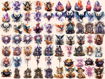 Halloween Fairies Watercolor Clipart bewitching clipart - Wonders Artist