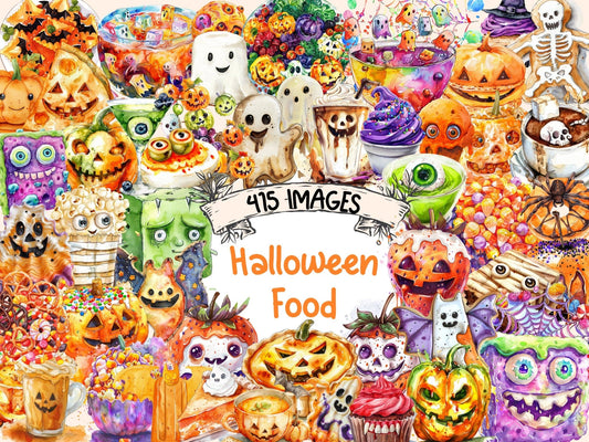 Halloween Food Watercolor Clipart - High - Quality Instant Digital Download for Creative Projects