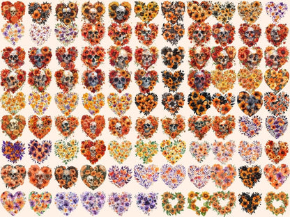 Halloween Hearts Watercolor Clipart Creepy Heart Clipart - Wonders Artist