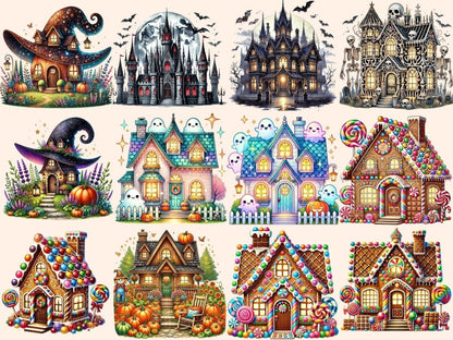 Halloween Houses Clipart Creepy House PNG - Wonders Artist