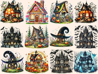 Halloween Houses Clipart Creepy House PNG - Wonders Artist