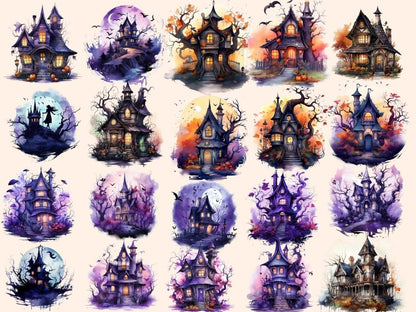 Halloween Houses Watercolor Clipart halloween clipart - Wonders Artist