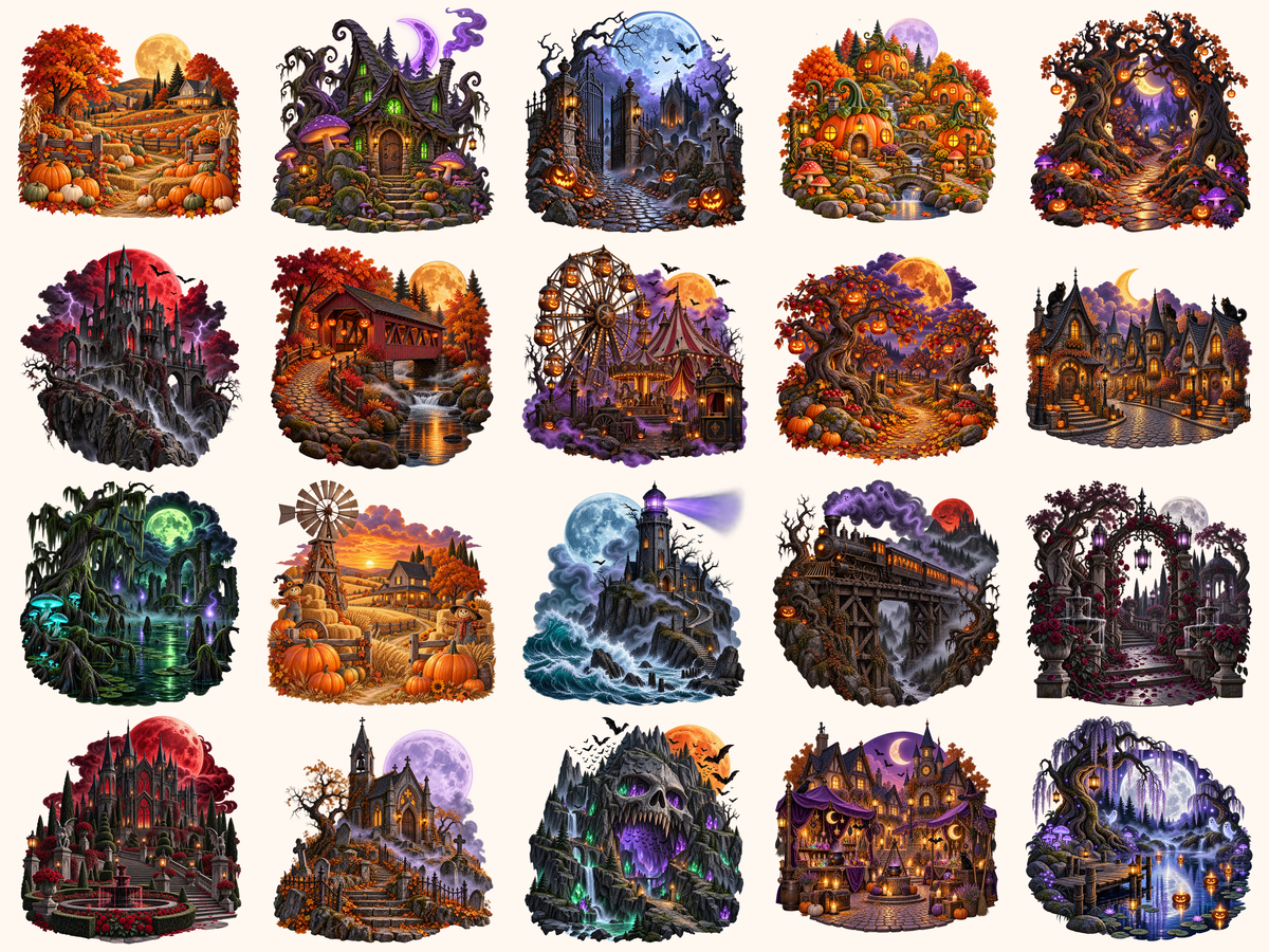 Halloween Landscapes Clipart — preview 2