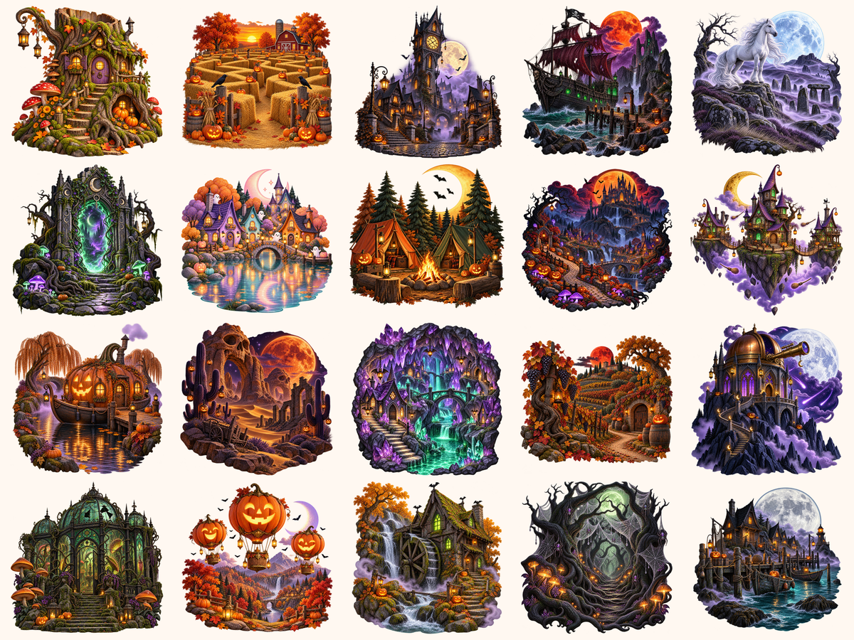 Halloween Landscapes Clipart — preview 3