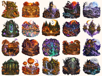 Halloween Landscapes Clipart — preview 3