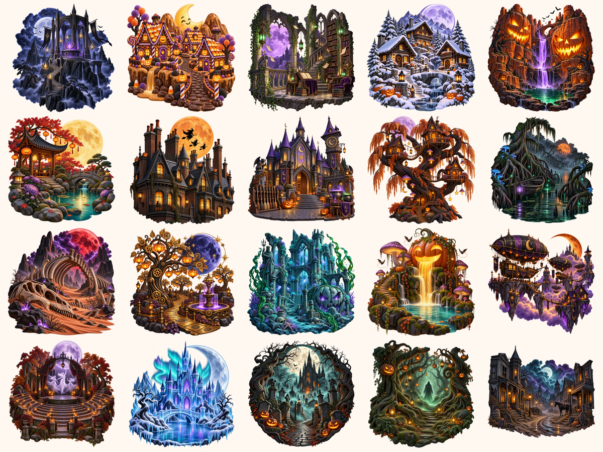 Halloween Landscapes Clipart — preview 4