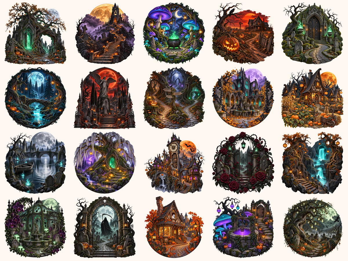 Halloween Landscapes Clipart — preview 5
