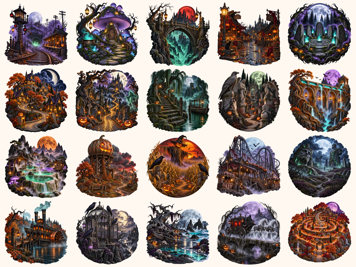 Halloween Landscapes Clipart — preview 6