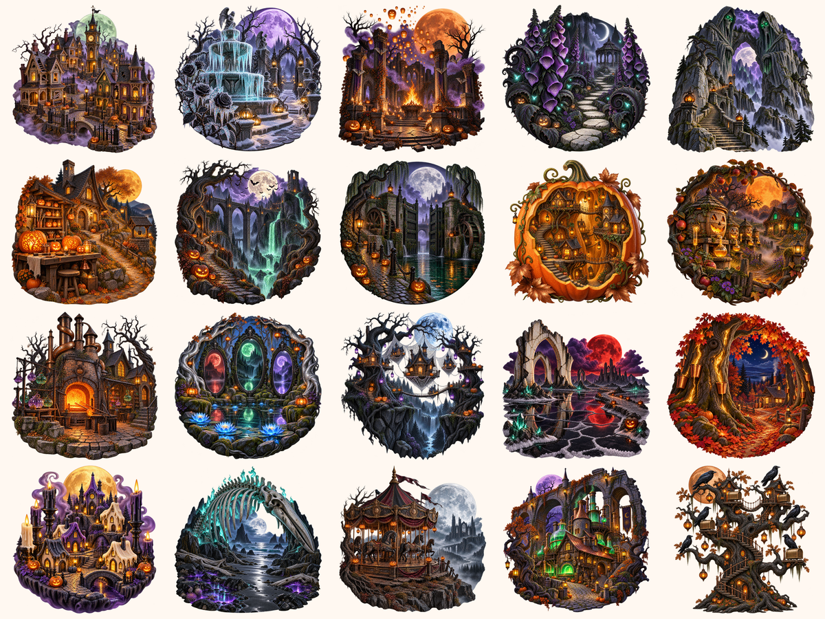 Halloween Landscapes Clipart — preview 7