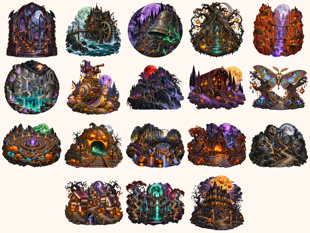 Halloween Landscapes Clipart — preview 8