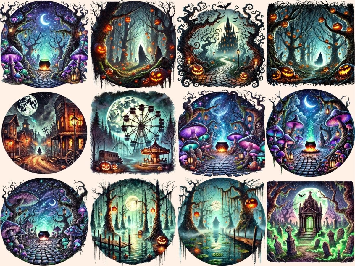 Halloween Landscapes (P2) Clipart Halloween Background - Wonders Artist