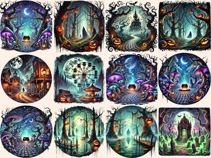 Halloween Landscapes (P2) Clipart Halloween Background - Wonders Artist
