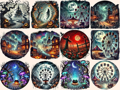 Halloween Landscapes (P3) Clipart Halloween Background - Wonders Artist