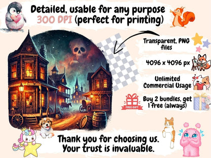 Halloween Landscapes (P3) Clipart Halloween Background - Wonders Artist