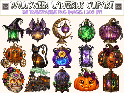 Halloween Lanterns Clipart — bundle preview