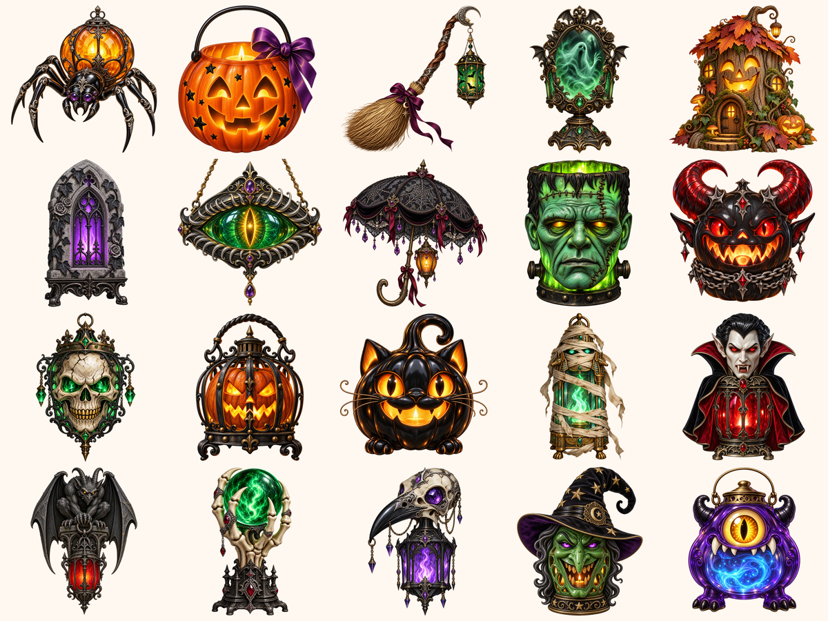 Halloween Lanterns Clipart — preview 4