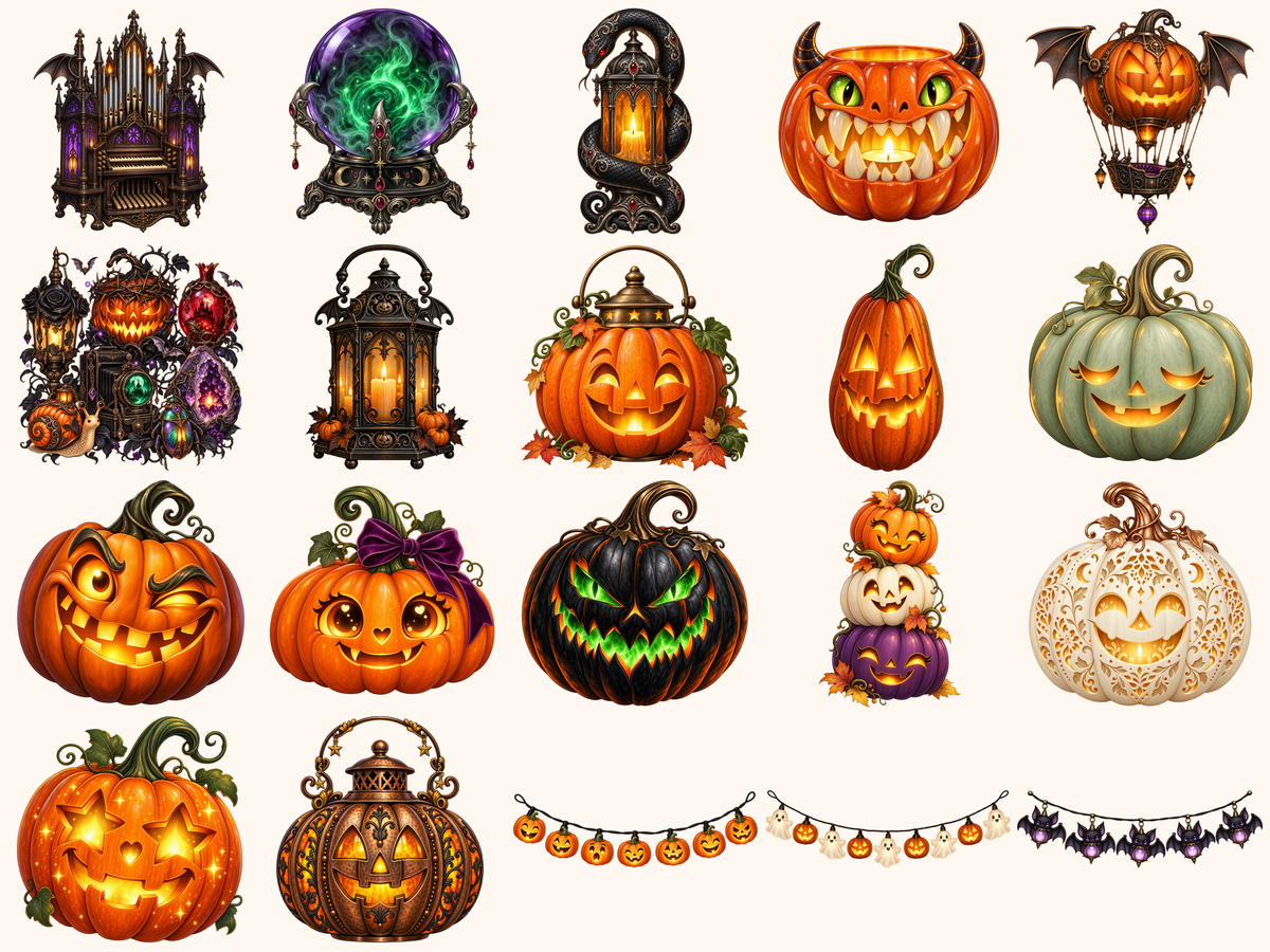 Halloween Lanterns Clipart — preview 7