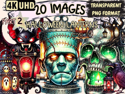 Halloween Lanterns (P2) Clipart creepy lanterns - Wonders Artist