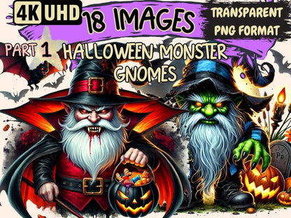 Halloween Monster Gnomes Clipart Creepy Gnome Art - Wonders Artist