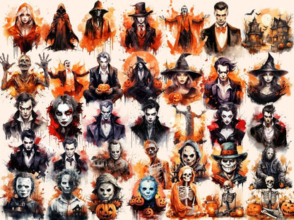 Halloween Monsters Watercolor Clipart eerie clipart - Wonders Artist