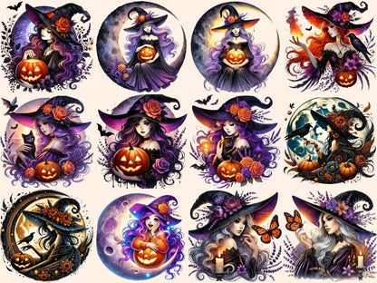 Halloween Moon Witches Clipart baby witch clipart - Wonders Artist
