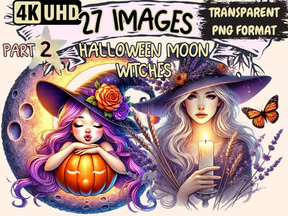 Halloween Moon Witches (P2) Clipart baby witch clipart - Wonders Artist