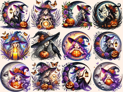 Halloween Moon Witches (P2) Clipart baby witch clipart - Wonders Artist