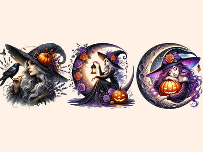 Halloween Moon Witches (P2) Clipart baby witch clipart - Wonders Artist