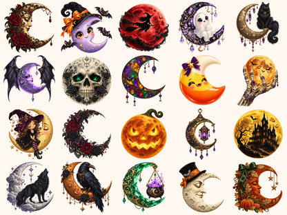 Halloween Moons Clipart — preview 2