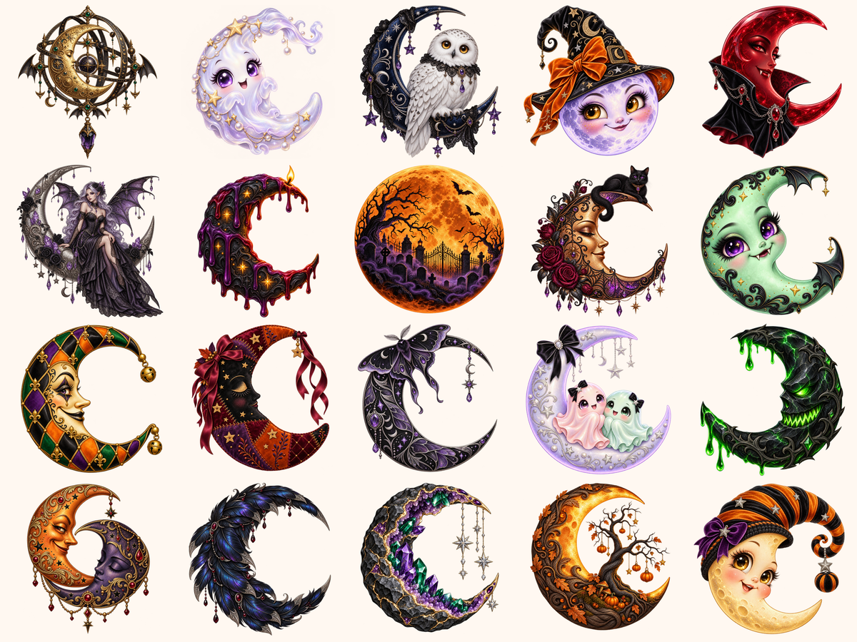Halloween Moons Clipart — preview 3