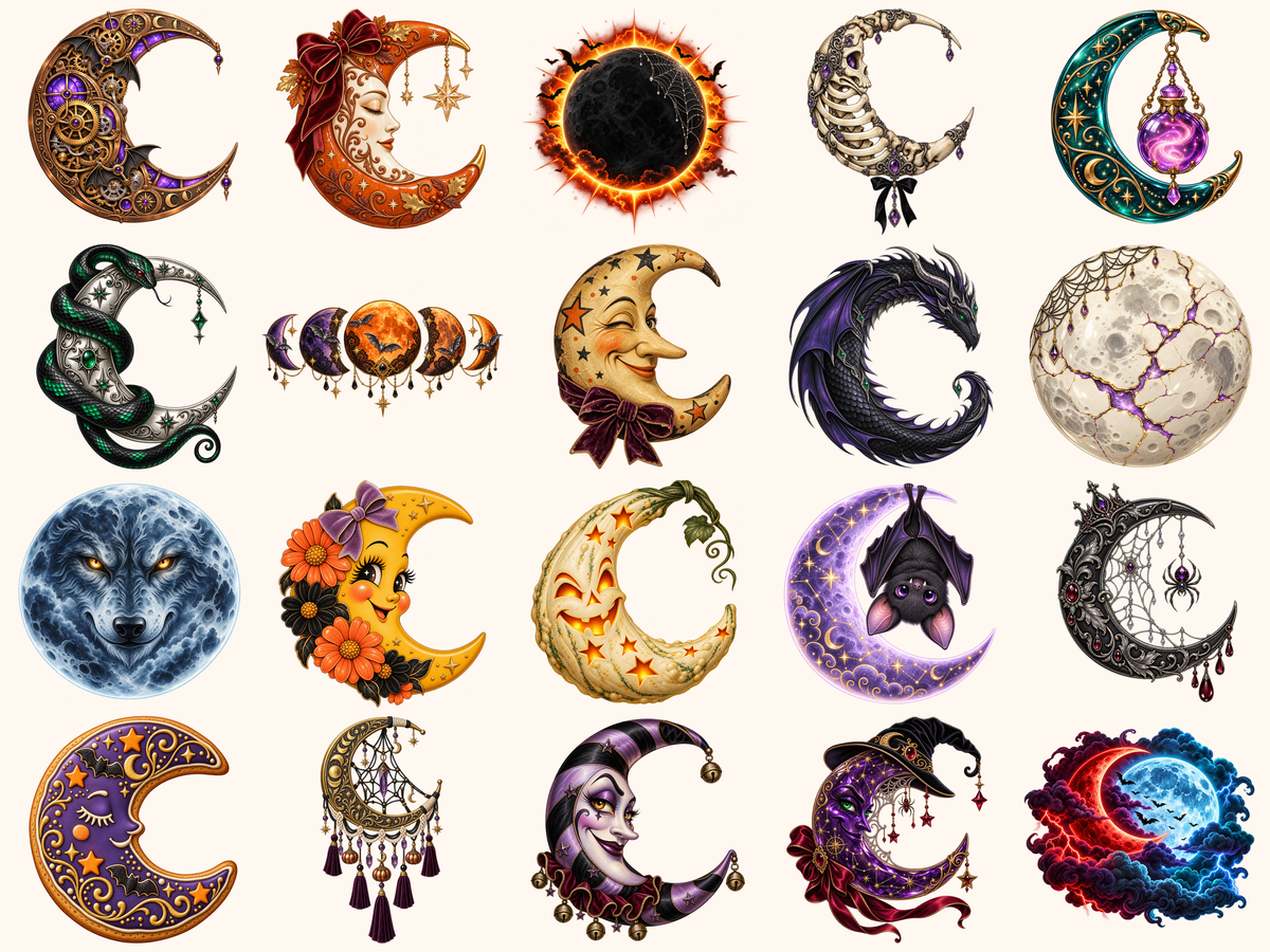 Halloween Moons Clipart — preview 4