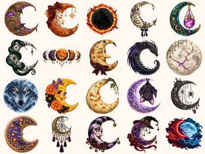 Halloween Moons Clipart — preview 4