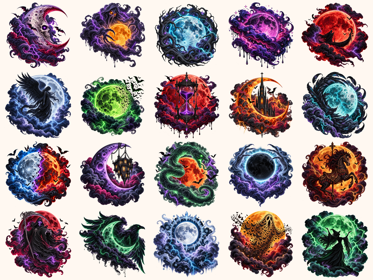 Halloween Moons Clipart — preview 6