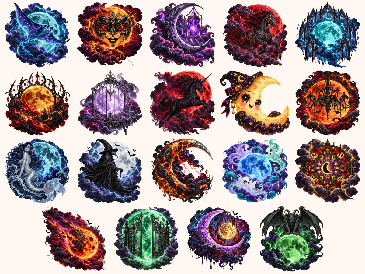 Halloween Moons Clipart — preview 8