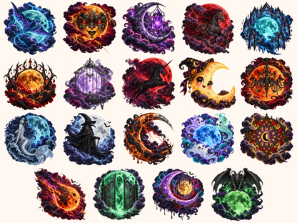 Halloween Moons Clipart — preview 8