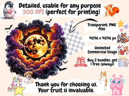 Halloween Moons (P2) Clipart Creepy Moon Art - Wonders Artist